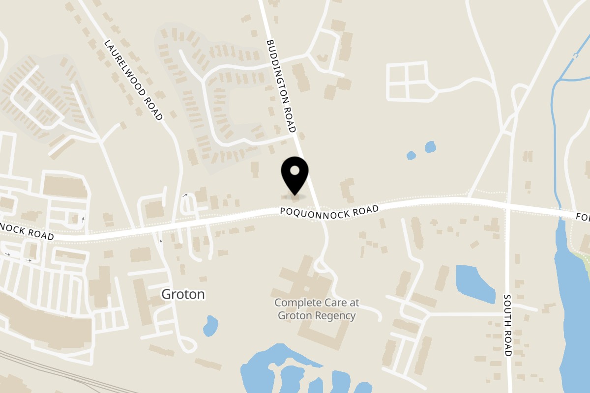Map showing the location of The Spot Cafe on 11 Buddington Rd in Groton